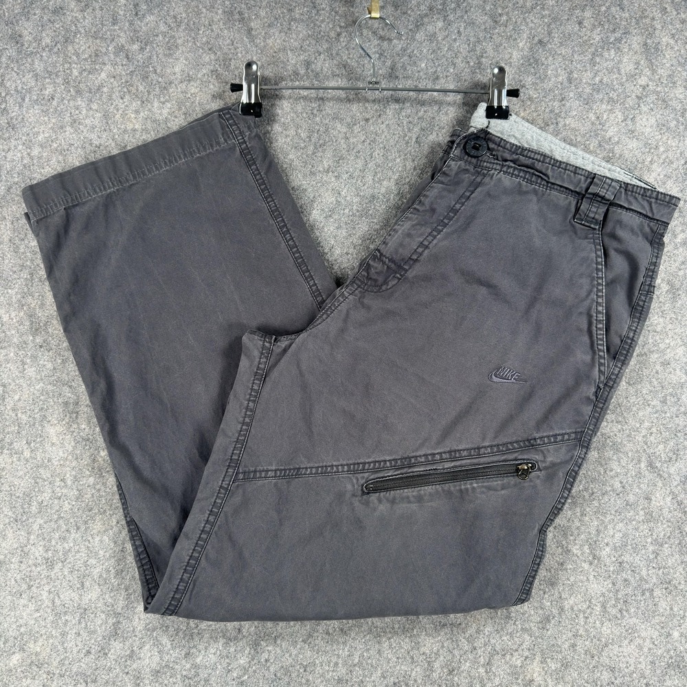 Vintage Nike Pants Mens 33 Gray Sportswear Cotton Cargo Zip Pocket